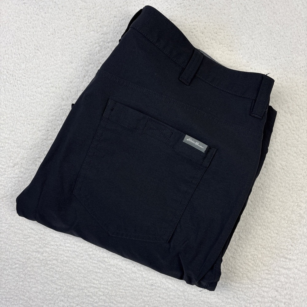 EDDIE BAUER 'Convertible Tech Pants' Mens 38/30 Black Zip-Off Stretch Hiking EUC